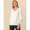 imageAllegra K Womens Ruffle Blouse for Business Work Elegant V Neck Long Sleeve Casual Dressy TopWhite