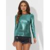 imageAllegra K Womens Sparkly Glitter Tops Shiny Metallic 80s Disco OutfitsBlue Shiny
