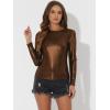 imageAllegra K Womens Sparkly Glitter Tops Shiny Metallic 80s Disco OutfitsBrown Gold
