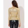 imageAllegra K Womens Sparkly Glitter Tops Shiny Metallic 80s Disco OutfitsGold Shiny