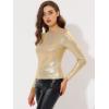 imageAllegra K Womens Sparkly Glitter Tops Shiny Metallic 80s Disco OutfitsGold Shiny