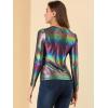 imageAllegra K Womens Sparkly Glitter Tops Shiny Metallic 80s Disco OutfitsMulticolor