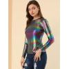 imageAllegra K Womens Sparkly Glitter Tops Shiny Metallic 80s Disco OutfitsMulticolor