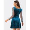 imageAllegra K Womens Sparkly Glitter Velvet Mesh Sheer Sleeve Star Metallic DressDark Blue