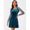 imageAllegra K Womens Sparkly Glitter Velvet Mesh Sheer Sleeve Star Metallic DressDark Blue