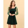 imageAllegra K Womens Sparkly Glitter Velvet Mesh Sheer Sleeve Star Metallic DressGreen