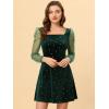 imageAllegra K Womens Sparkly Glitter Velvet Mesh Sheer Sleeve Star Metallic DressGreen