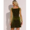 imageAllegra K Womens Sparkly Glitter Velvet Mesh Sheer Sleeve Star Metallic DressOlive Green