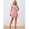 imageAllegra K Womens Sparkly Glitter Velvet Mesh Sheer Sleeve Star Metallic DressPink