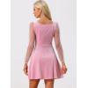 imageAllegra K Womens Sparkly Glitter Velvet Mesh Sheer Sleeve Star Metallic DressPink