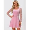 imageAllegra K Womens Sparkly Glitter Velvet Mesh Sheer Sleeve Star Metallic DressPink