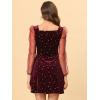imageAllegra K Womens Sparkly Glitter Velvet Mesh Sheer Sleeve Star Metallic DressRed