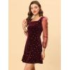 imageAllegra K Womens Sparkly Glitter Velvet Mesh Sheer Sleeve Star Metallic DressRed