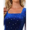 imageAllegra K Womens Sparkly Glitter Velvet Mesh Sheer Sleeve Star Metallic DressRoyal Blue