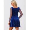 imageAllegra K Womens Sparkly Glitter Velvet Mesh Sheer Sleeve Star Metallic DressRoyal Blue