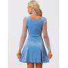imageAllegra K Womens Sparkly Glitter Velvet Mesh Sheer Sleeve Star Metallic DressSky Blue