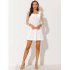 imageAllegra K Womens Sparkly Glitter Velvet Mesh Sheer Sleeve Star Metallic DressWhite