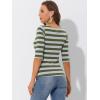 imageAllegra K Womens Striped Top Round Neck Tops Casual Long Sleeve ShirtArmy Green Grey
