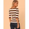 imageAllegra K Womens Striped Top Round Neck Tops Casual Long Sleeve ShirtBrown