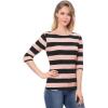 imageAllegra K Womens Striped Top Round Neck Tops Casual Long Sleeve ShirtPink Black