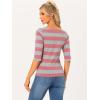 imageAllegra K Womens Striped Top Round Neck Tops Casual Long Sleeve ShirtPink Gray
