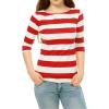 imageAllegra K Womens Striped Top Round Neck Tops Casual Long Sleeve ShirtRed