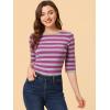 imageAllegra K Womens Striped Top Round Neck Tops Casual Long Sleeve ShirtRose Red