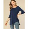 imageAllegra K Womens Tunic Tops Loose Fit Dressy High Low Round Neck 2025 Fall 34 Sleeve Long ShirtDark Blue