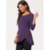 imageAllegra K Womens Tunic Tops Loose Fit Dressy High Low Round Neck 2025 Fall 34 Sleeve Long ShirtDark Purple