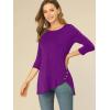 imageAllegra K Womens Tunic Tops Loose Fit Dressy High Low Round Neck 2025 Fall 34 Sleeve Long ShirtPurple