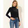 imageAllegra K Womens Turtleneck Velvet Top Long Sleeve Work Shirts Basic Velour BlouseBlack