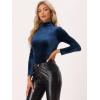 imageAllegra K Womens Turtleneck Velvet Top Long Sleeve Work Shirts Basic Velour BlouseDark Blue