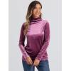 imageAllegra K Womens Turtleneck Velvet Top Long Sleeve Work Shirts Basic Velour BlousePink Purple