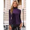 imageAllegra K Womens Turtleneck Velvet Top Long Sleeve Work Shirts Basic Velour BlousePurple