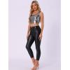imageAllegra K Womens U Neck Sleeveless Halloween Party Clubwear Holographic Shiny Metallic Crop TopBlack Silver