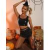 imageAllegra K Womens U Neck Sleeveless Halloween Party Clubwear Holographic Shiny Metallic Crop TopBlacks