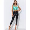 imageAllegra K Womens U Neck Sleeveless Halloween Party Clubwear Holographic Shiny Metallic Crop TopBlue Green