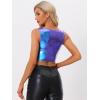 imageAllegra K Womens U Neck Sleeveless Halloween Party Clubwear Holographic Shiny Metallic Crop TopBlue Purple