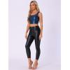 imageAllegra K Womens U Neck Sleeveless Halloween Party Clubwear Holographic Shiny Metallic Crop TopDark Blue
