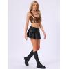 imageAllegra K Womens U Neck Sleeveless Halloween Party Clubwear Holographic Shiny Metallic Crop TopDark Brown