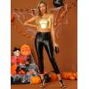 imageAllegra K Womens U Neck Sleeveless Halloween Party Clubwear Holographic Shiny Metallic Crop TopGold
