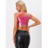 imageAllegra K Womens U Neck Sleeveless Halloween Party Clubwear Holographic Shiny Metallic Crop TopHolographic Red