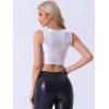 imageAllegra K Womens U Neck Sleeveless Halloween Party Clubwear Holographic Shiny Metallic Crop TopHolographic White