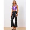 imageAllegra K Womens U Neck Sleeveless Halloween Party Clubwear Holographic Shiny Metallic Crop TopLavender