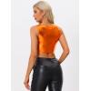 imageAllegra K Womens U Neck Sleeveless Halloween Party Clubwear Holographic Shiny Metallic Crop TopOrange