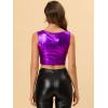 imageAllegra K Womens U Neck Sleeveless Halloween Party Clubwear Holographic Shiny Metallic Crop TopPurple