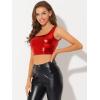 imageAllegra K Womens U Neck Sleeveless Halloween Party Clubwear Holographic Shiny Metallic Crop TopRed