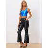 imageAllegra K Womens U Neck Sleeveless Halloween Party Clubwear Holographic Shiny Metallic Crop TopRoyal Blue