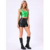 imageAllegra K Womens U Neck Sleeveless Halloween Party Clubwear Holographic Shiny Metallic Crop TopShamrock Green