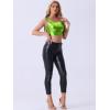imageAllegra K Womens U Neck Sleeveless Halloween Party Clubwear Holographic Shiny Metallic Crop TopShiny Green